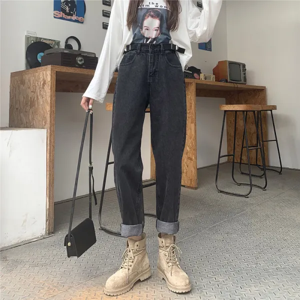 봄옷 202 청바지 여자 첫사랑 직통 와이드 다리 날씬해 허리 노친 가을