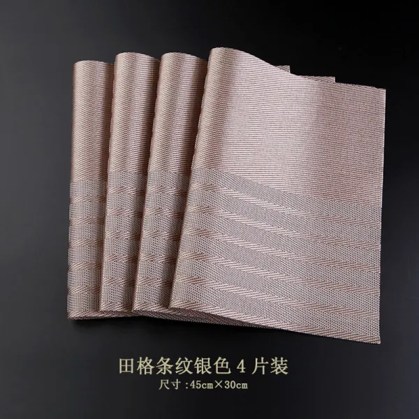 서 찬합매트 학생 식탁보 화상방지 그릇 유러피안 단열 폴딩 방수, 논밭 격자무늬 실버 45cm *30c