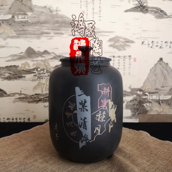 윈난성 건수 도 퍼플 I엽 800 g 흩어지는 것이 좋다 수작업 스티커 단지 채색 메우다 방습 배기, 블랙 06