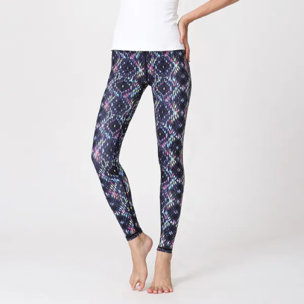 심쿵마켓 여성 스포츠 기하학 디지털 프린트 요가 팬츠