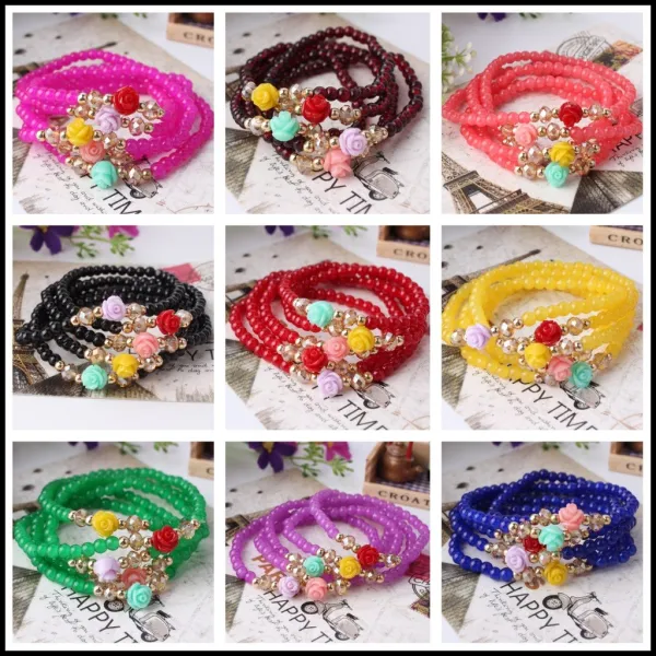 피아이케이8 천연석은팔찌 염주 5단 로즈 작은꽃 손장식 믹스 비판함 노점 사찰이다 액세서리 프리미엄 공급자 X5개