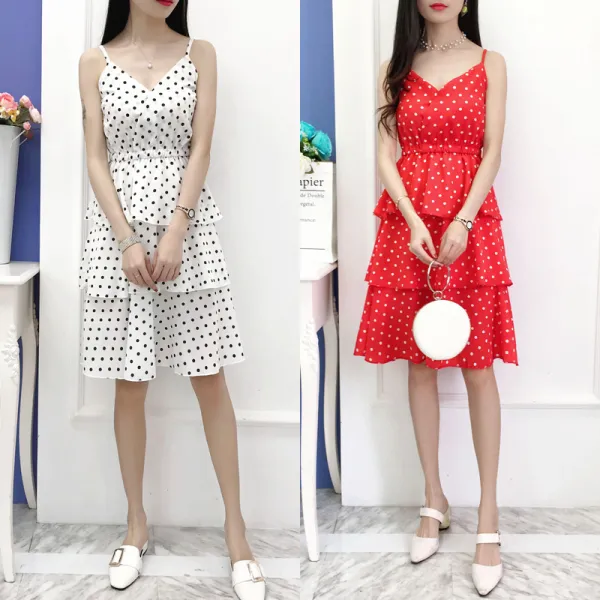 패션이루 원피스 도트 나시 미디 캉캉 여름 비치 캐주얼 여성