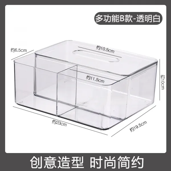 유럽풍 인테리어 다용도 휴지 미용티슈 케이스 다용도 티슈곽 유니슈 심플 테이블 투명 티슈 집용 거실 디어 냅킨박스 풍차탁 휴지박스, 04 멀티 기능B대-아주 분명하다