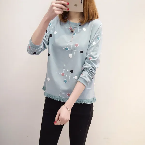 style시대 여성 데일리 땡땡이 일반 티셔츠 M051 긴팔