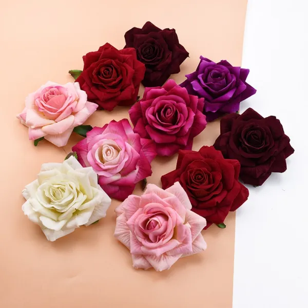 10PCS 10CM 장미 헤드 웨딩 장식 식물 벽면 DIY 크리스마스 장식품 집신부 브로치 인조 꽃 값싸다, 03 red
