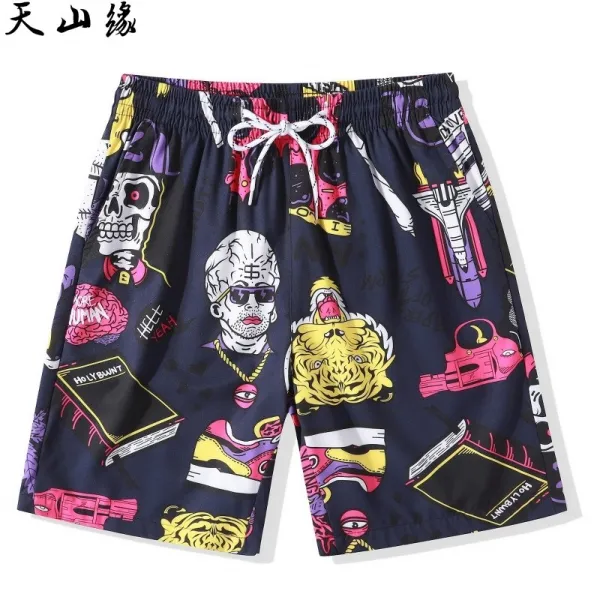 동남아 꽃 반바지 플라워 북동 반 다리 포그 하와이 한가로운 남녀 비치 사화 회춘