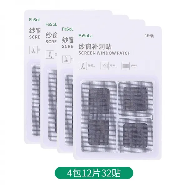 fasola 사창 보동 부착 점보 수당 스텔스 마술 가정용 창호망 파공 패치, 4가방 12피스 32스티커