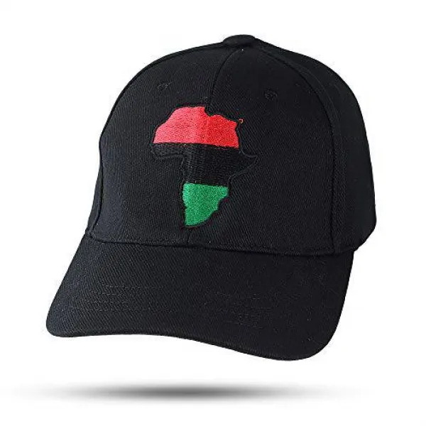 아프리카 단결 (RBG) : 블랙 자수 조절 가능 팬 아프리카 야구 모자 Africa