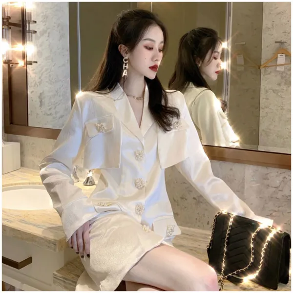 빅사이즈긴팔원피스 초여름 계절 구슬장식 지훈 프렌치도라지 스윗 소매 1809582412