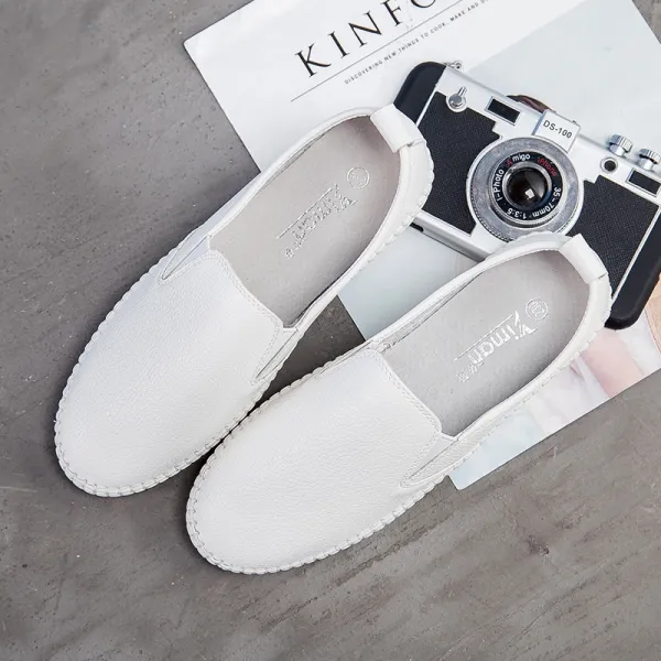 ZZJJC 흰신발 여자 통굽에 플랫 단화를 신다