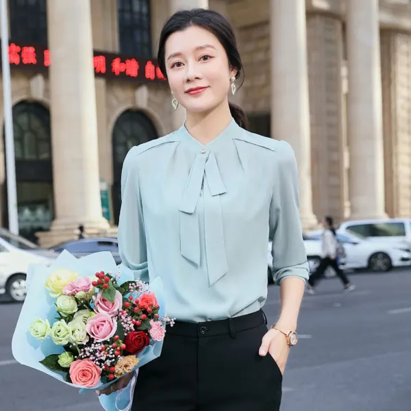 위파인더 시폰 여자 상의 긴팔 봄 촌티 남방 얇은 이너 양티