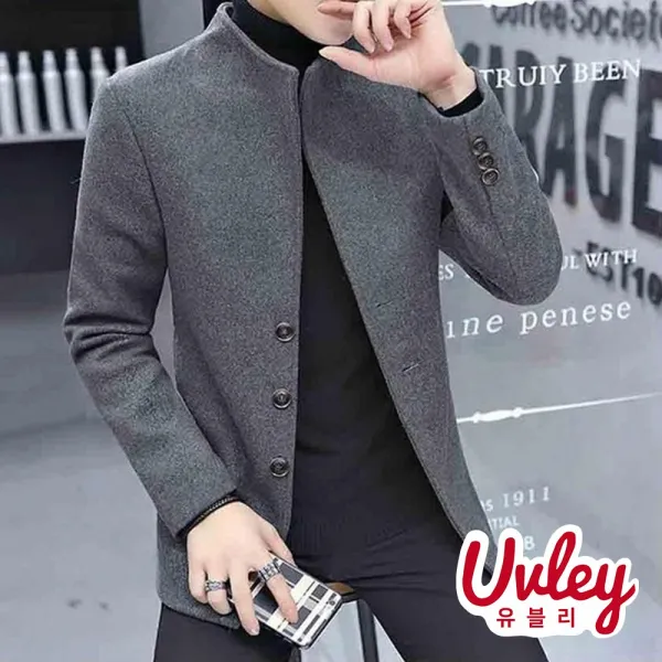 유블리 남성 더블 코트 아우터 재킷 자켓 노카라 차이나넥 깔끔한 멋있는 (MC페네즈YK)