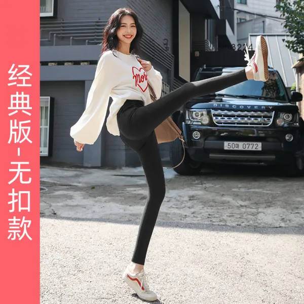 여름레깅스 화이트 레깅스 여성팬츠 여름시즌 9부 테이퍼드 하이웨스트 날씬해보이는 블랙색 타이트 탄력 얇은타입 아우터 날씬한다리 바지