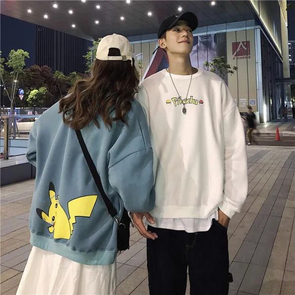 커플룩 가을옷 보이핏 볼륨 디자인 유행에 감응함 INS 무드 애니메이션 봄가을 계절 인싸템 가게 맨투맨 남자 캐주얼