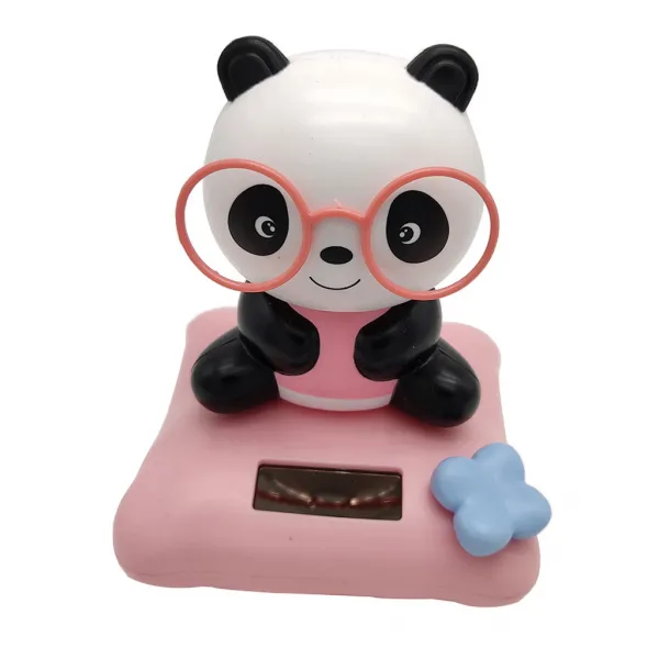 STK솔라 파워 춤 장난감 귀여운 플립 플롭 Bobblehead 팬더 일 춤꾼, 담홍색