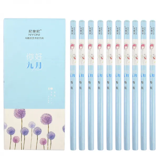 연필 콩테 nyoni나긋 소묘 목탄화 세트포장 전문 회화 펜학생 미술 전용 그린 하드 연질 스케치 유연탄, T13-9월 매우부드러움(블루)