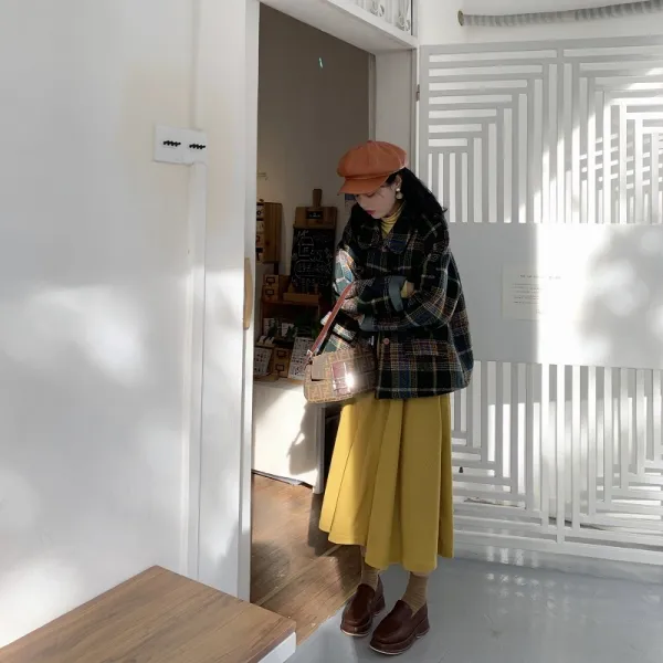 가심비 여성 코듀로이 주름 롱 스커트 롱 치마 gi033b111201