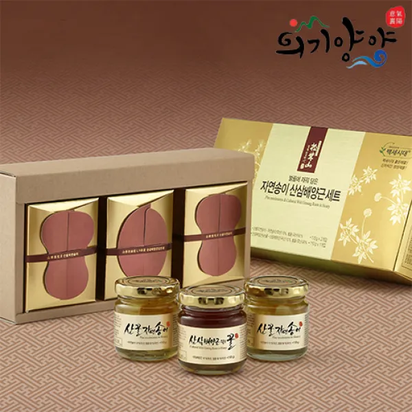 [의기양양] 건강한 달콤함 자연송이꿀110gx2병+산삼배양근꿀110g, 단품, 단품