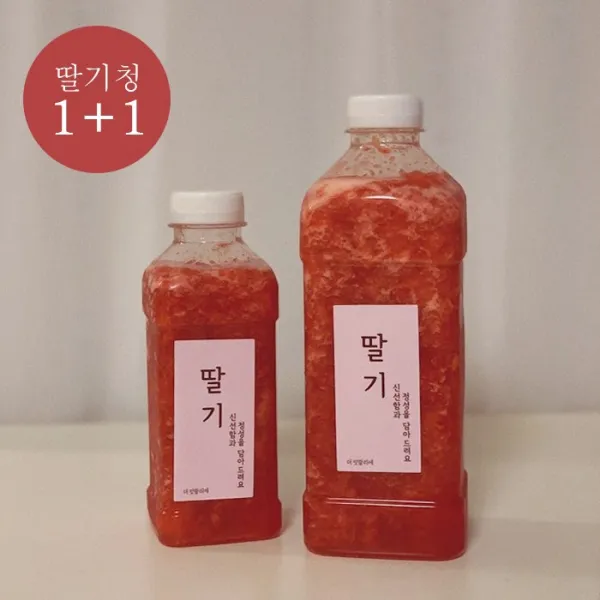 [더피움아뜰리에] 딸기청1+1찬스 딸기과육듬뿍 수제 딸기청(1000g+500g)