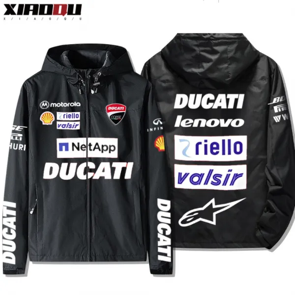DUCATI 두가티 바이크 오토바이 기모 바람막이 자켓 라이더 레이싱 옷 의류, 시크 블랙