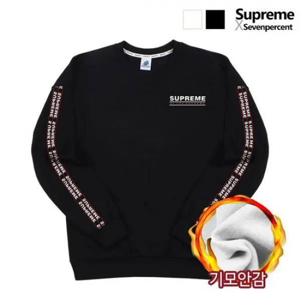 [세븐퍼센트x슈프림] 기모 오버핏맨투맨 레드라인