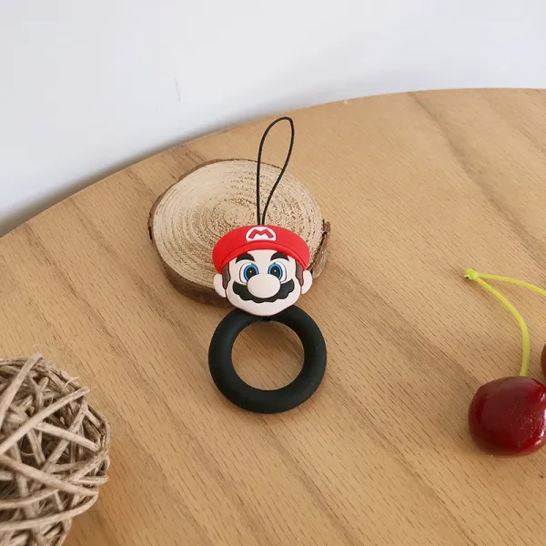 입체 두꺼운 실리콘 핸드폰 반지 링 애니메이션 짧은 줄 건 열쇠걸이 충격흡수 래빗 다이노스 아니 끊기다 1 핸드폰 반지 링 마리오