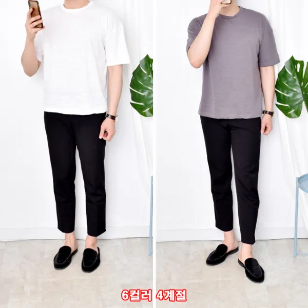 텐샵 남자 슬라브 기본 반팔티 반팔 티셔츠