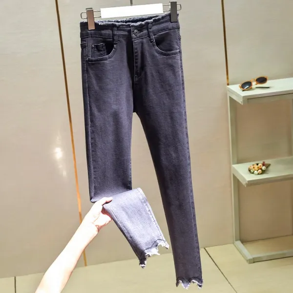 더펫 여성 겨울 기모 청바지