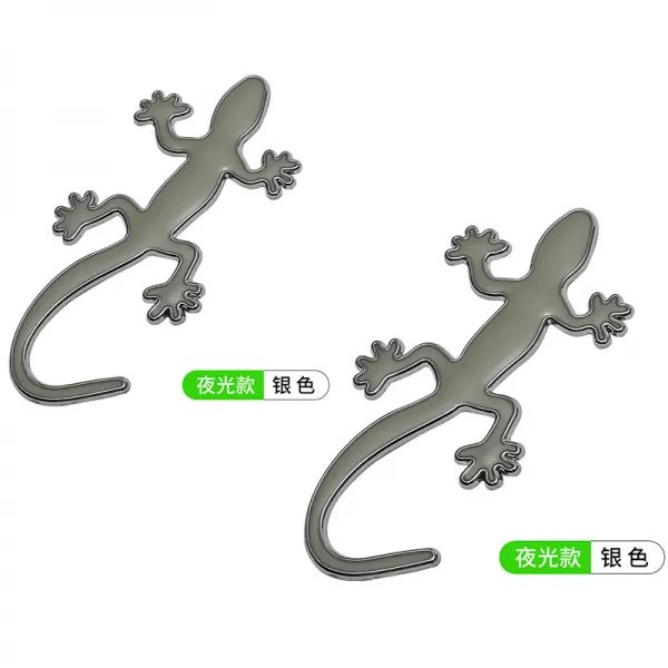 꿈동산 자동차몰딩용품 자동차장식소품 금속 도마뱀 차량 3D 입체 엠블럼 나이트조명 기 평안 인테리어용품 자동차흠집 스크래치, 도마뱀 실버헹거 야광대 한쌍 값  수