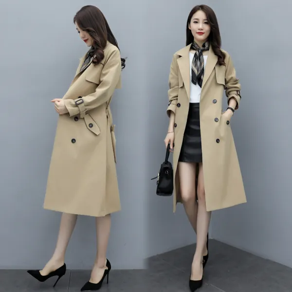 트렌치코트 미디움에 스타일리시 봄가을 양기 여장 서양풍 가을겨울은 선후