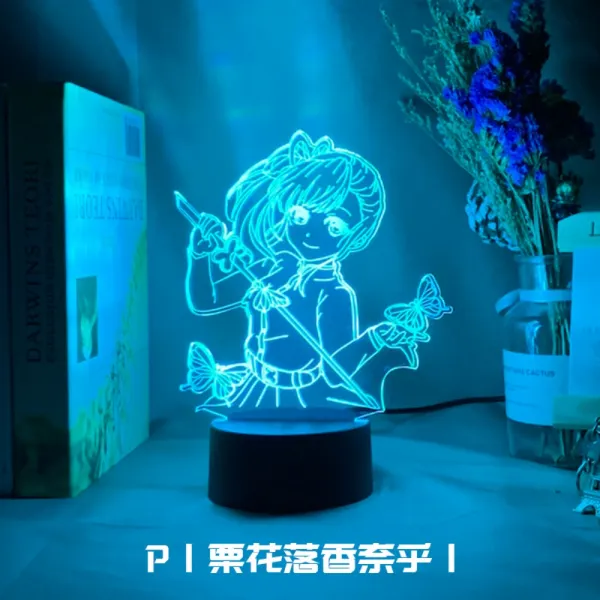 귀멸의칼날 무드등 USB 아크릴 LED 조명 16색 시노부 네츠코 탄지로 기유 무이치로 이노스케, P 밤꽃 낙향 나호 - 16색 변형