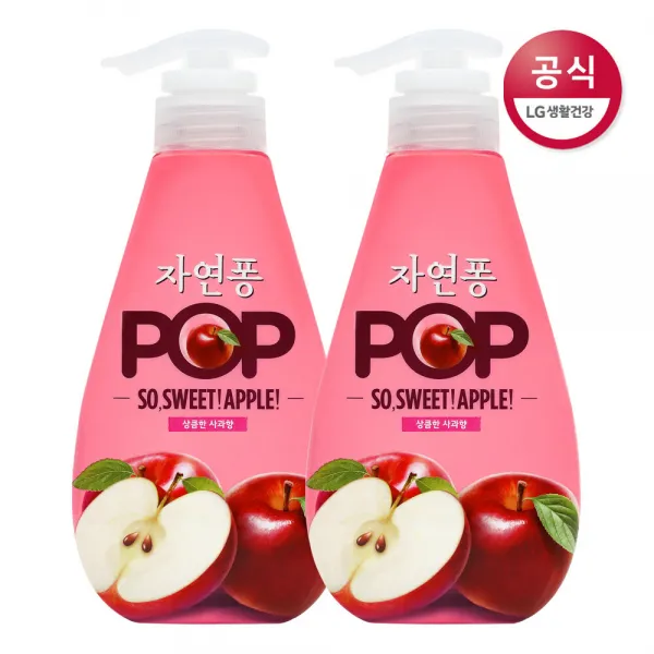 [신세계TV쇼핑]자연퐁 팝 애플 주방세제 용기 500g x2개, 2