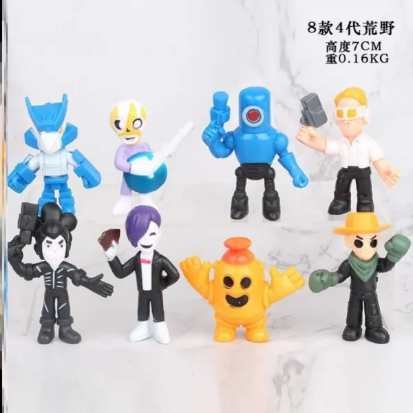 브롤스타즈 피규어 풀 세트 Brawl Stars 황야의 싸움 배틀 선물 황야 난투극 인물 피규어 인형 스패 놀이 키덜트 기프트 장난감 소품 F45 8 4세대 약 170g 6cm + 세트1개
