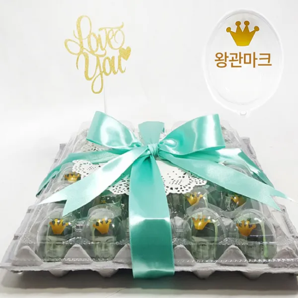 제이벌룬 계란한판 이벤트diy세트 계란판 뚜껑+투명에그캡슐+리본+토퍼 민트리본 1개