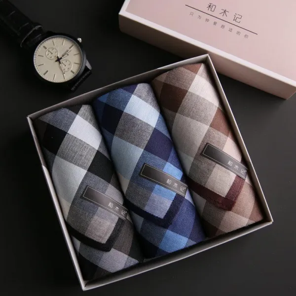 남성용손수건 .과 순면 남성 손수건 땀닦기 고풍 기념품 발렌타인데이선물 세개