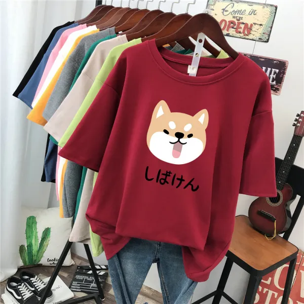 반팔 티셔츠 여 통통 Mm 특대 사이즈 여장 200 여름 오버핏 날씬해 보이는 양기 상의