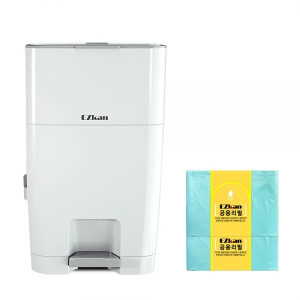 이지캔 다목적 쓰레기통 27L + 2롤 20L종량제겸용, 1개, 화이트27리터