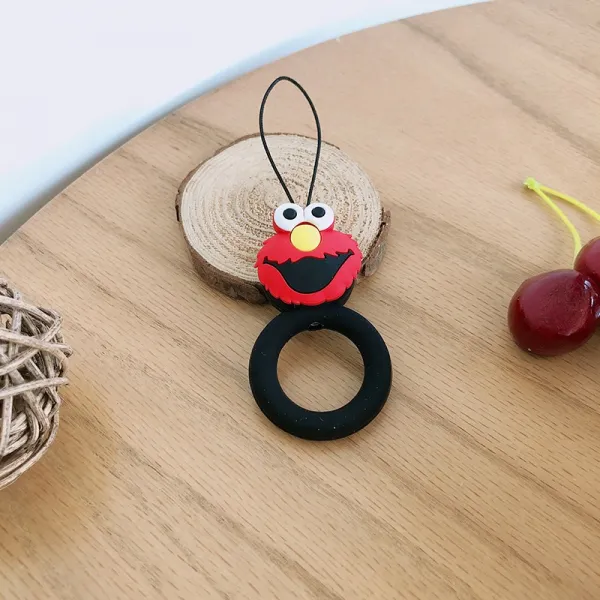 입체 두꺼운 실리콘 핸드폰 반지 링 애니메이션 짧은 줄 건 열쇠걸이 충격흡수 래빗 다이노스 아니 끊기다 1 핸드폰 반지 링 레드 참깨길