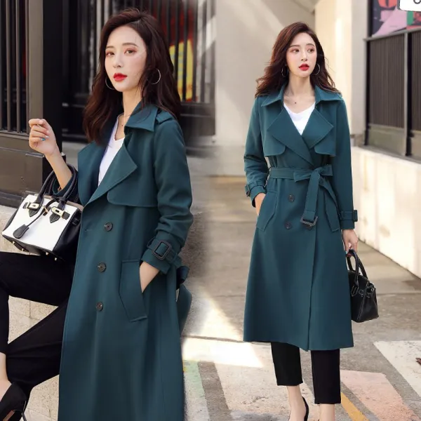 트렌치코트 미디움 패션 서양풍 여장 추동복 선한 이너 선후