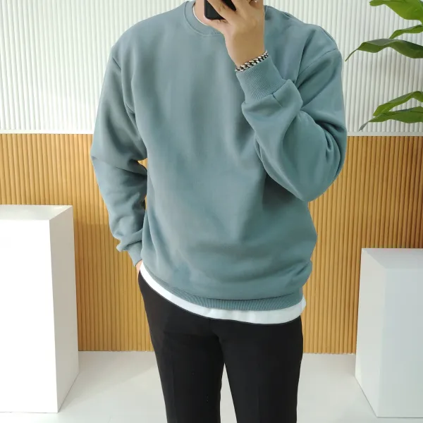 로니제이 남녀공용 헤리 무지 라운드 커플 맨투맨 티셔츠 24컬러