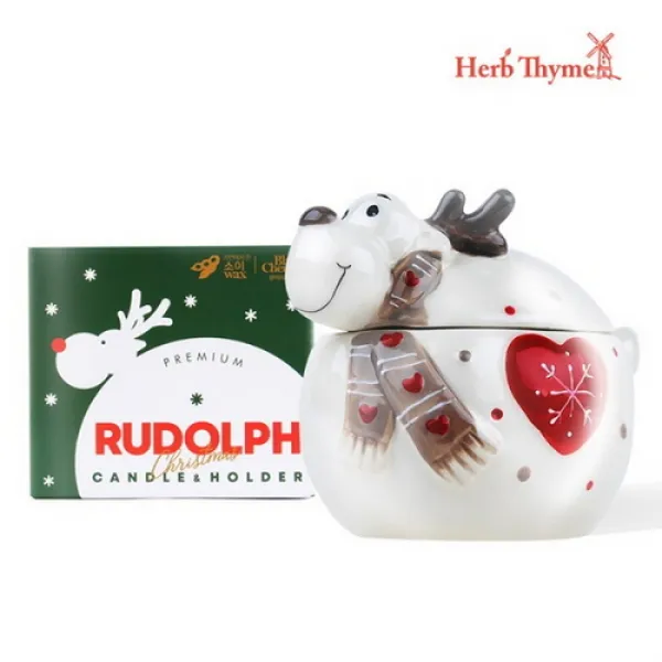  바보사랑 허브타임 소이캔들 루돌프 블랙체리 캔들 앤 홀더 1개