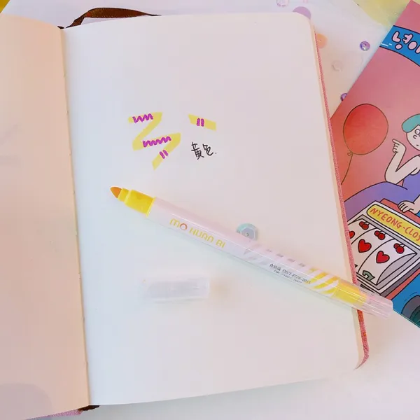 다이어리 꾸미기 형형색색 영롱한 형광펜, 옐로우