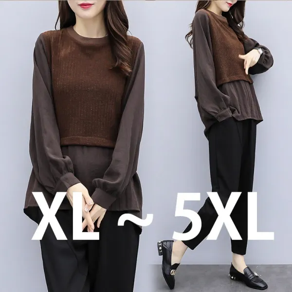 큰언니 1100 8852 XL~5XL 쓰리피스 같은 투피스 티셔츠와 바지 상하세트 세트상품