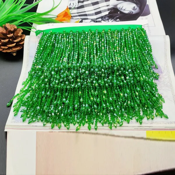 ZZJJC 9.5cm 와이드 크리스탈 비즈 수술 웨딩드레스 턱시도 어깨 소매 장식 DIY 무대 의상 보조짐작하다, 그린 1장 50센티