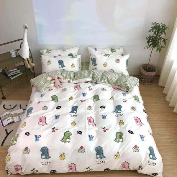 4종 풀 면 순면 코튼 이불커버 세가지 커버 침대 시트 15M 18메터 침대시트 침대용품 자수, 큐트 의 공보 -풀 면 4종  -dx