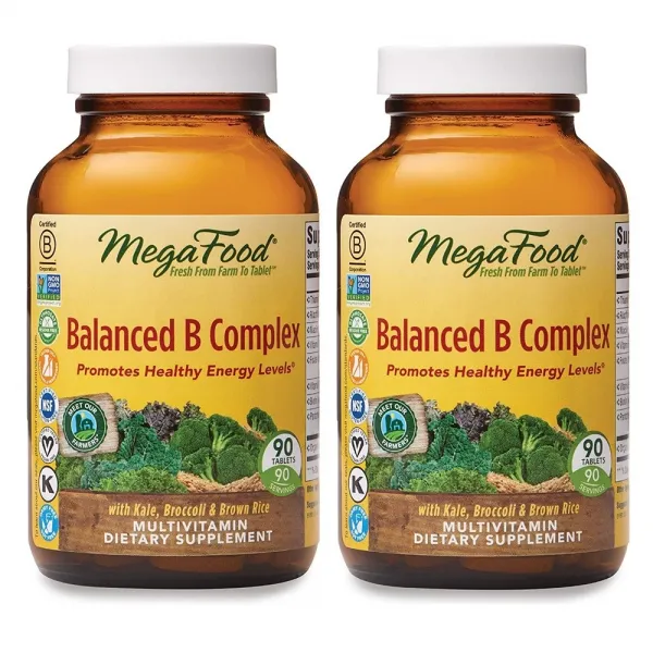 MegaFood 메가푸드 발란스B 비타민B 종합 컴플렉스 90정(병당 약3개월) 호모시스테인, 1mg, 2병