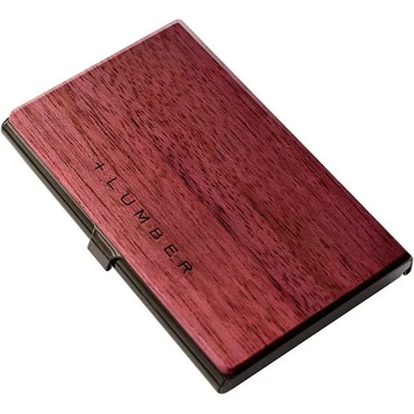 + LUMBER by Hacoa CARD CASE 중후 감이있는 스테인레스 소재와 명목을 맞춘 나무 명함 지갑 카드 케이스 (Purpleheart) Purpleh