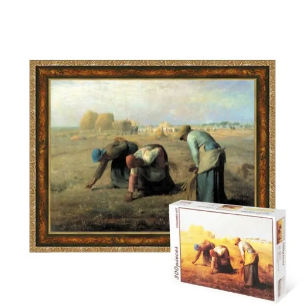 퍼즐피플 명화 직소퍼즐, 이삭줍기 300피스 액자포함(엔틱골드), 300p