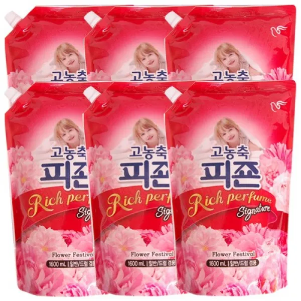 피죤 리치퍼퓸 플라워페스티벌 리필 1600ml 섬유유연제 6개