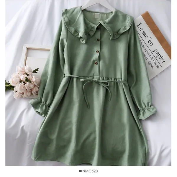 가심비 여성 큐티 카라 코듀로이 니트 모직 미디 원피스 Ga008n110320